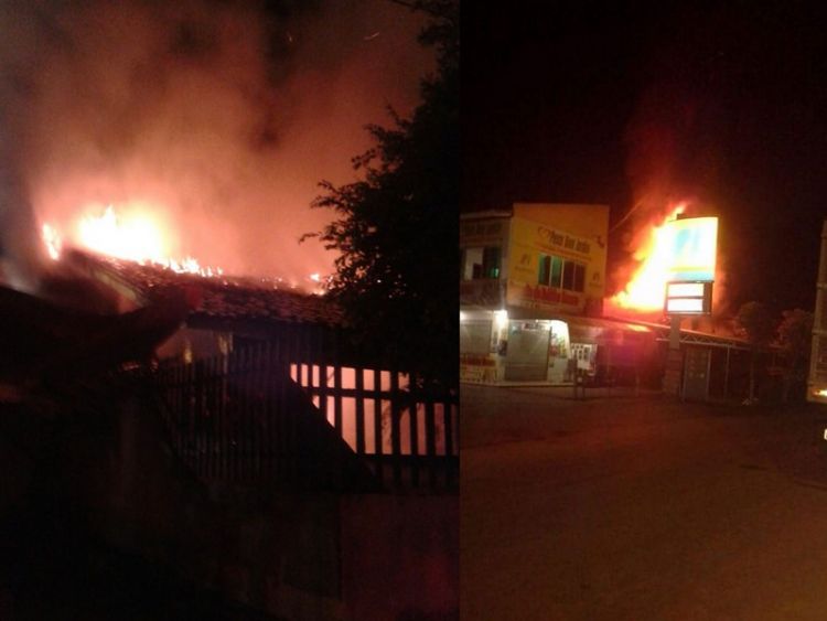 Incêndio destrói parte da Agência do INSS de Açailândia e chamas chegam perto de posto de combustível.